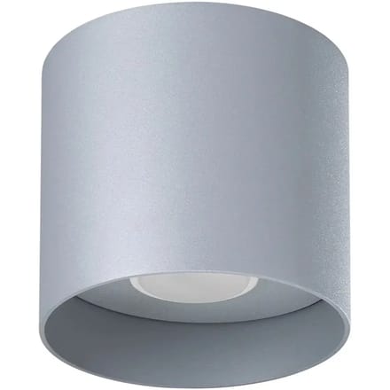 Plafondlamp MIKA compacte cilindrische opbouwspot - Sollux Lighting - IP20 - Grijs aluminium behuizing - 12 x 12 x 11 cm - 1 x GU10 LED, exclusief lichtbron - Max. 10 W - Minimalistische plafondlamp voor woonkamer, slaapkamer en eetkamer