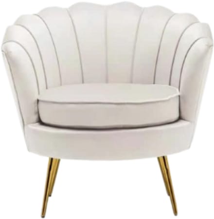 Russle Velvet Schelp Fauteuil/Stoel Crème
