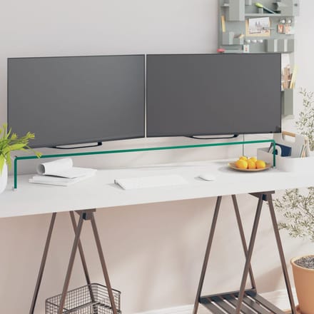 vidaXL - TV-meubel/monitorverhoger - transparant - 110x30x13 - cm - glas