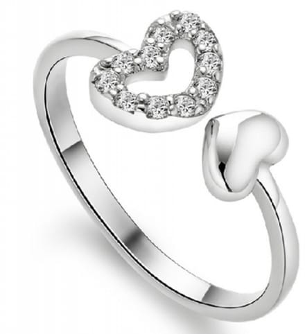 Love ring- zilverplating strass- Verstelbaar-Charme Bijoux
