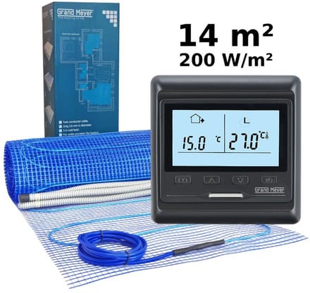 Elektrische vloerverwarmingsset 14 m², 200 W/m² + HW800 programmeerbare thermostaat