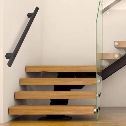 Muur trapleuning - Steun handgreep - Veilig traplopen - Industrieel vierkant metaal - 300 cm set - Zwart