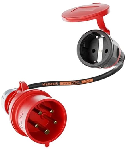 CCF 16A 400V Plug naar 230V Schuko Adapter met IP44 Beveiliging