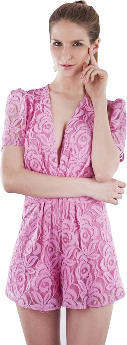 John Zack roze kanten jumpsuit