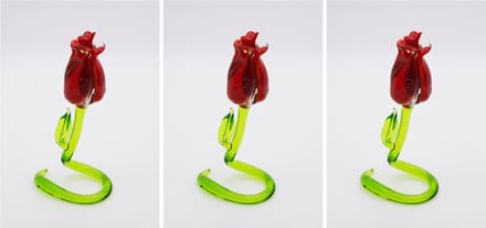 Set van 3 prachtige, mondgeblazen glazen rozen / roos / glas / handmade