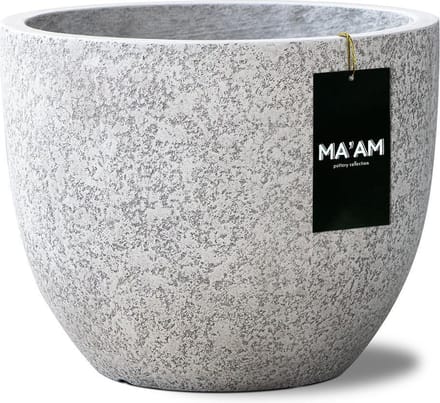 MA'AM Pottery Leah bloempot - rond - 44x36 - wit granito - lichtgewicht - modern/industrieel/scandinavisch