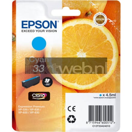 Epson Inktcartridge 33 (C13T33424012) Cyaan