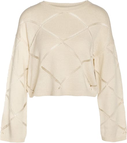 Noisy May NMJUNE L/S O-NECK CROP KNIT NOOS Sweatshirts gebroken wit S