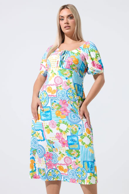 Limited Collection Witte Jurk Met Postcardprint Size 38