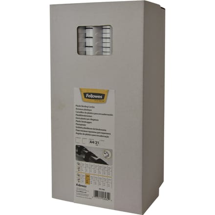 Bindrug Fellowes 19mm 21rings A4 wit 100 stuks