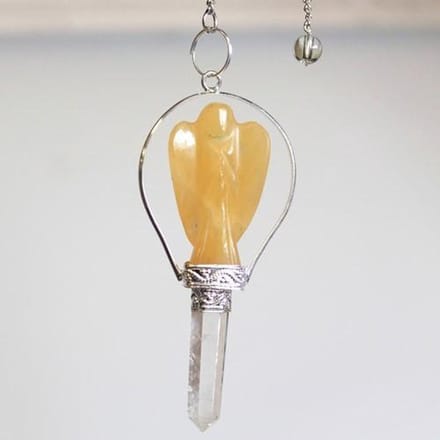 Engelenpendel met ring - Gele kwarts
