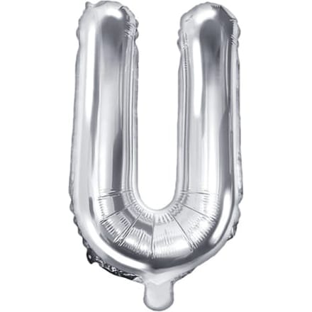 Partydeco - Folieballon Zilver Letter U (35 cm)