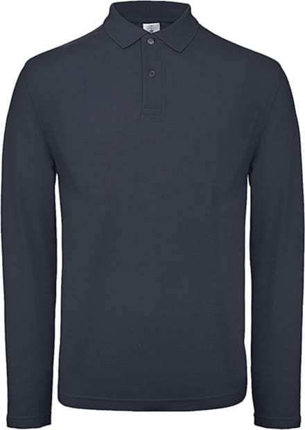 Men's Long Sleeve Polo ID.001 Donkerblauw merk B&C maat S