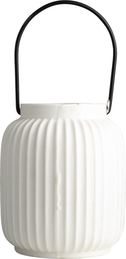 Gusta - LED lantaarn wit - Handig met aan/uit knop - Modern Design - Windlicht - ø12 x 15,5 cm