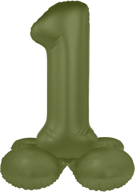 Staande Folieballon Cijfer 1 - Olive Green - Ultra Matt - 72 cm