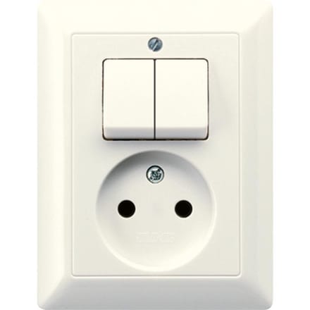 Jung AS500 serie wit inbouwschakelaar en wandcontactdoos - AS5545EU - E3HW7
