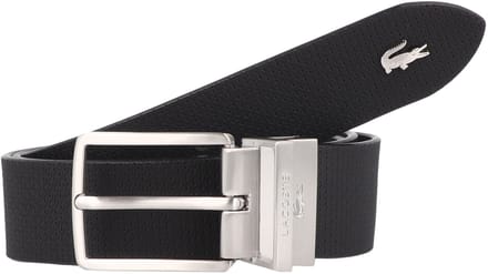 LACOSTE Leren riem Casual Plain Grained Leather Belt W85 Noir zwart