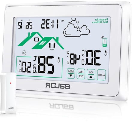 Draadloos Weerstation - Digitale Klok Weersvoorspeller - Thuis Weer Monitoren - Met Buitensensor - 80m Bereik - Wit