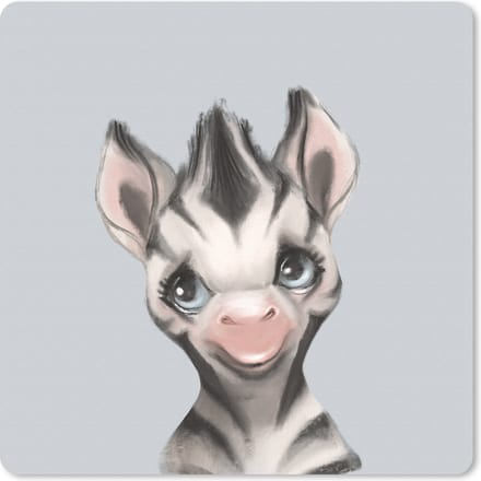 Muismat 20x20 cm - Mousepad Zebra - Jungle - Grijs - Muismatten