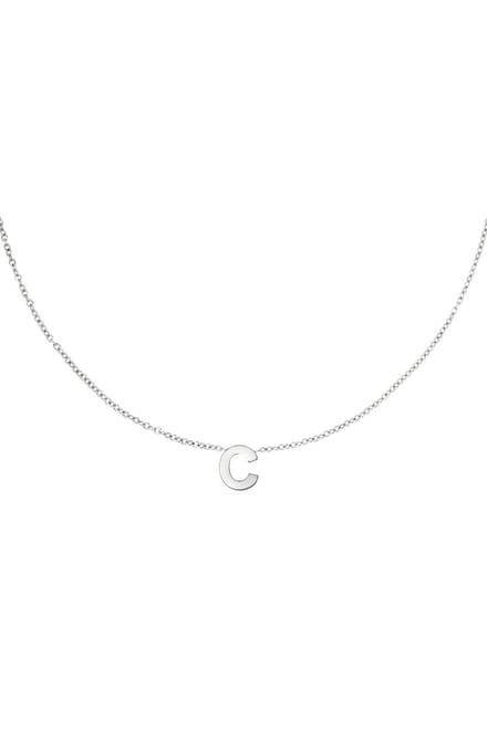 Edelstalen ketting initiaal C Zilver Stainless Steel