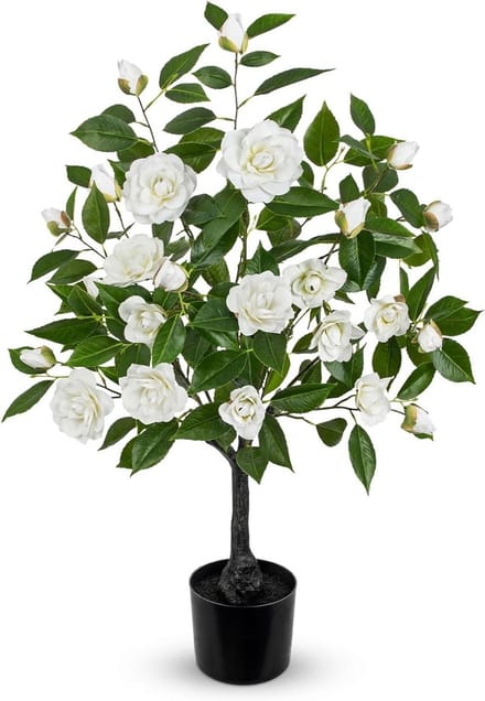 Nep Cameliaboom - Kunstplant - Interieur Decoratie - Onderhoudsvrij - 90 cm - Wit