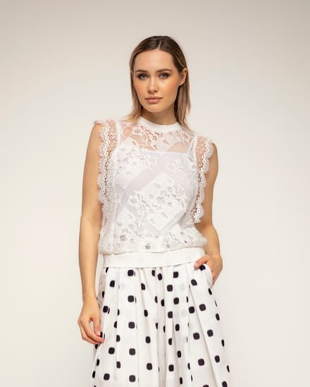 Semitransparante kantentop met elastische taille