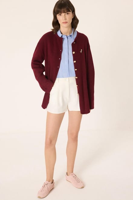 Touché Privé - Lang vest met gouden knopen - Bordeaux - Dames