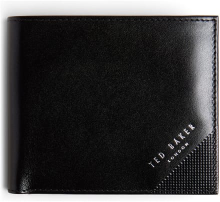 Ted Baker Leren portemonnee Prugs Embossed Corner Leather Bifold Coin Wallet Black zwart