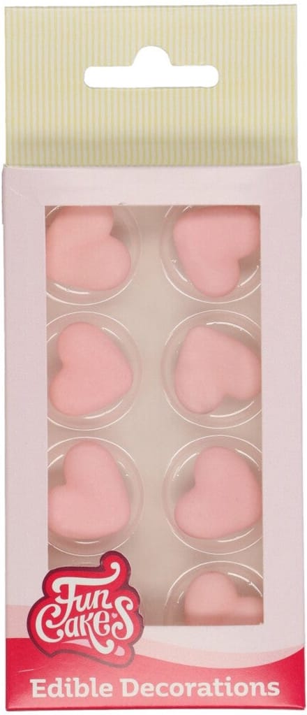 FunCakes Suikerdecoraties - Hart Roze - 8 Stuks - Eetbare Taartdecoratie