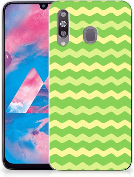 Back Cover voor Samsung Galaxy M30 TPU bumper Waves Green