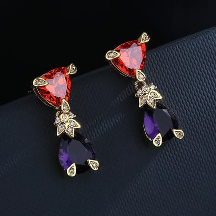 Argyle Roze Diamant Kleurige Roos Lange Oorbellen black