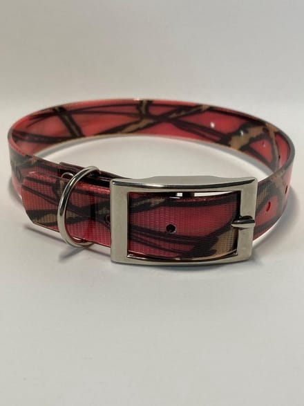 Halsband BioThane Camouflage - ROZE - 600mmX25mm - dubbele gesp