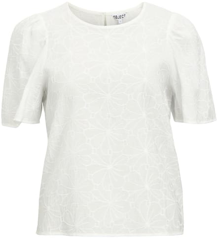 Object Objilly S/s Re O-neck Top 138 Tops & T-shirts Dames - Shirt - Wit - Maat 34