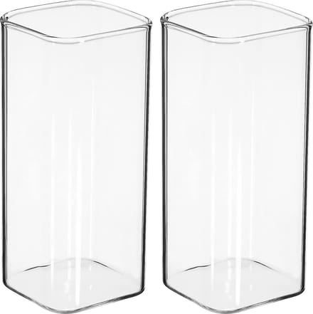 Vierkante glazen bekers - 2 stuks - 400 ml - drinkglazen - drinkbekers
