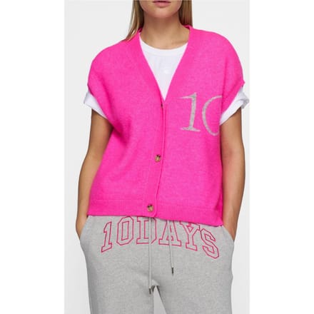 10DAYS Knit Gilet Neon Pink Größe: S | Strickjacken Outlet | Damen | Rosa