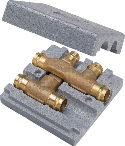 Viega Profipress Sanpress-kruis-T-stuk, d1 22, d2 18 roodkoper Model 2249.3, 493349