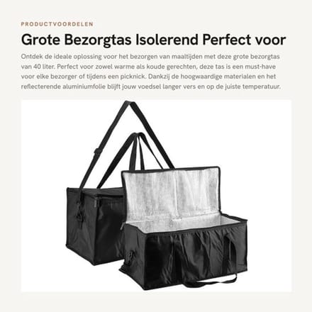 Dailygoods- Bezorgtas 2 stuks - 40 l - 56 x 26 x 26 cm - Geïsoleerde