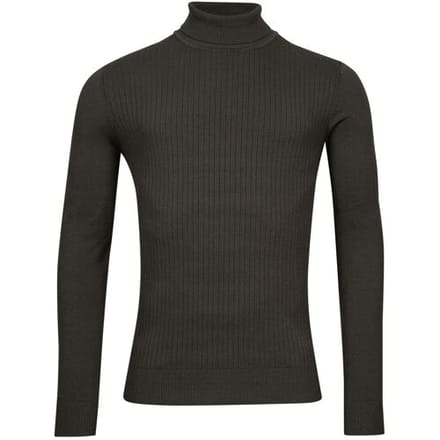 Thomas Maine Trui High Neck Uni Subtle Knit Rib Pattern Antraciet / male