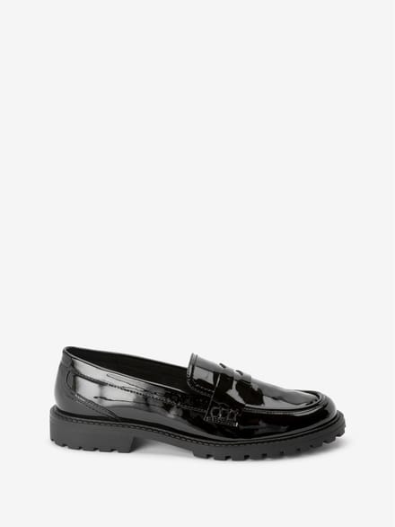 Next - Dames - Loafers van lakleer met dikke zool - Zwart