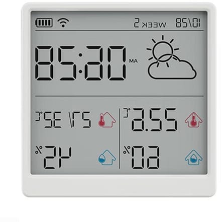 Digitale Hygrometer - Kamerthermometer Sensor - Binnenklimaat Bewaken - Oplaadbaar WiFi Model - 86 x 86 x 13mm - Wit