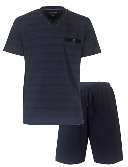 Paul Hopkins Heren Shortama - Pyjama Set - Gestreept Dessin - Blauw - Maat M