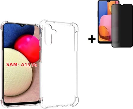 Geschikt voor Samsung Galaxy A13 5G Hoesje - A13 5G Screenprotector - A13 5G Hoes Transparant Shock Proof Case + Privacy Screenprotector