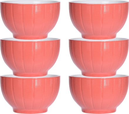 Excellent Houseware Soepkommen/serveer schaaltjes - 6x - Venice - keramiek - D14 x H8 cm - steenrood