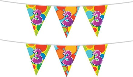 Haza Vlaggetjes 3 jaar - leeftijd verjaardag - 2x stuks - plastic 10m