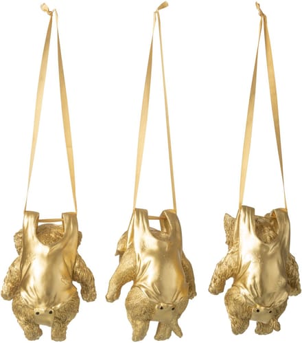 J-Line hanger Hond - kunststof - goud - 3 stuks