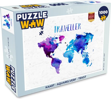 Puzzel Kaart - Aquarelverf - Tekst - Legpuzzel - Puzzel 1000 stukjes volwassenen