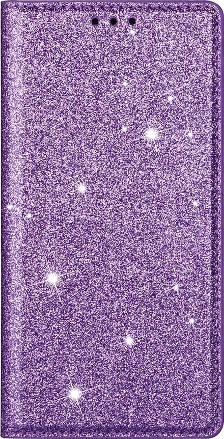 Hoesje geschikt voor iPhone 16 Plus - Bookcase - Pasjeshouder - Portemonnee - Glitter - TPU - Paars