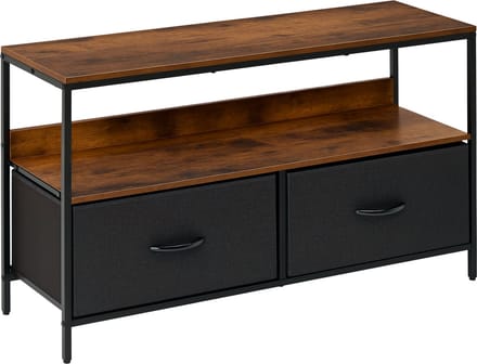HOMCOM TV-meubel - MDF - 98x29x56cm - Rustiekbruin, Grijs/Zwart