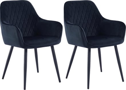 Colenis® - Set Van 2 - Beverly Eetkamerstoel - Zwart - Velvet - Met armleuning