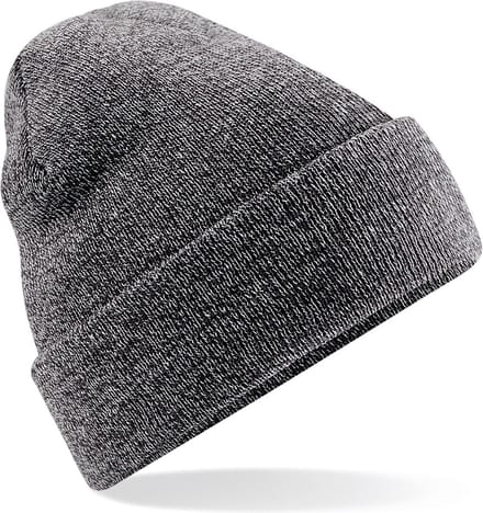 Beechfield Beanie Wintermuts - 100% soft Acryl - grijs - Super soft - Brede omslag band - dames/ heren